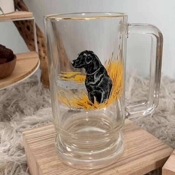 Vintage Clear Glass Beer Mug Irish Setter and Labrador Retriever - Picture 3 of 17